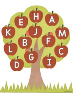 Alphabet Matching Apple Tree Freebie - Miss Kindergarten