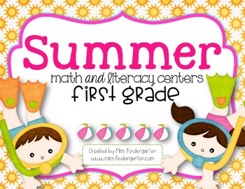 First Grade Math Centers and Literacy Centers for Summer