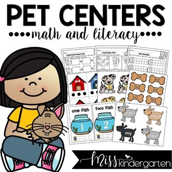Pet Centers for Math and Literacy for Kindergarten