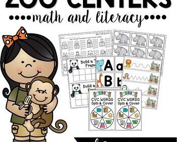 Zoo Activities and Centers for Math and Literacy for Kindergarten