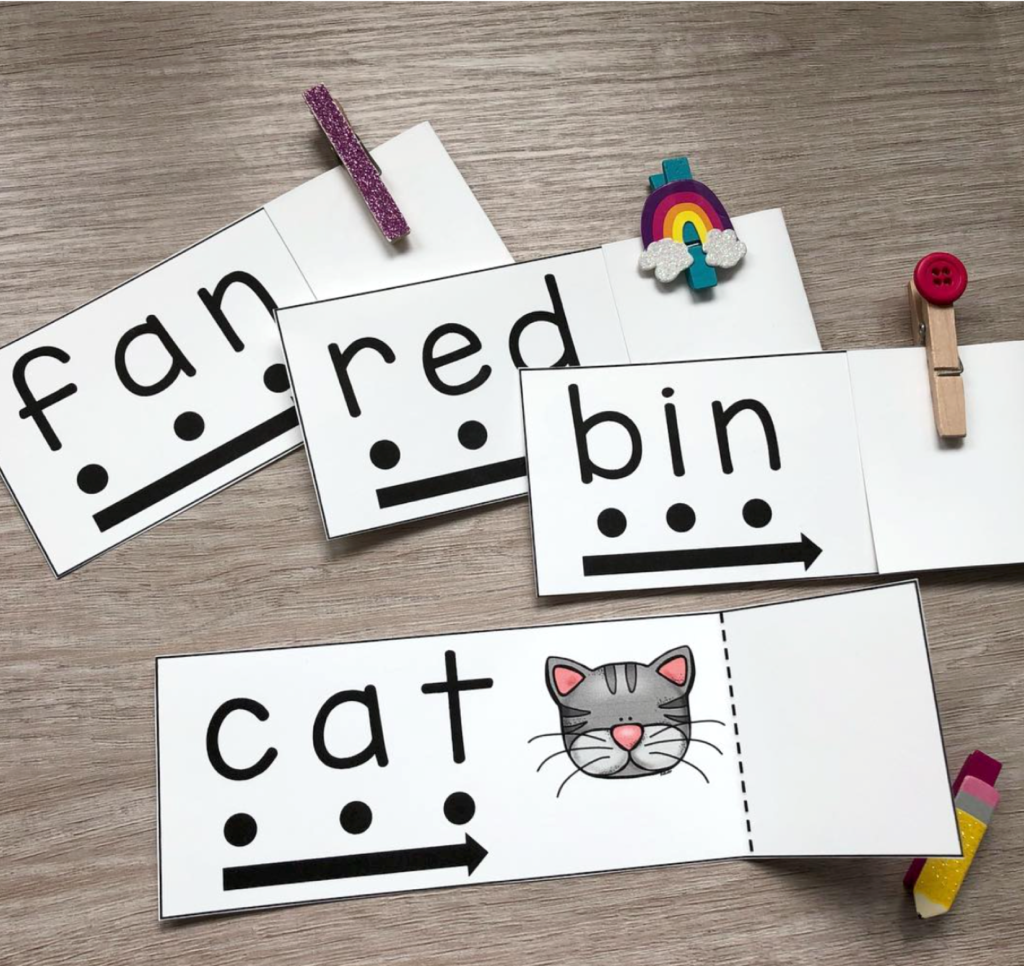 Read and reveal cards for CVC words