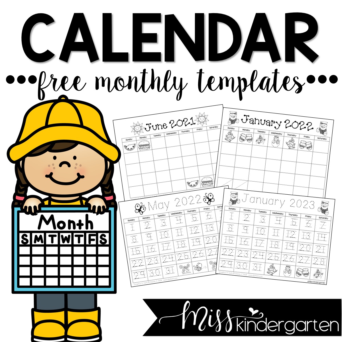 Editable Monthly Calendar 2022 Free Calendar Templates 2022 And 2023 - Miss Kindergarten
