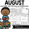 August no prep kindergarten printables for math and literacy