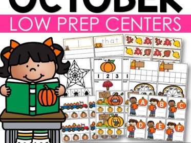 October Low Prep Kindergarten Centers Math and Literacy Centers