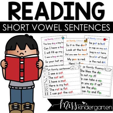 Simple Sentences Short Vowel Words Reading Fluency Practice