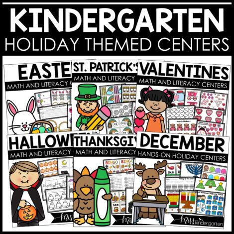 Image is a cover photo for Kindergarten Holiday Themed Centers product.