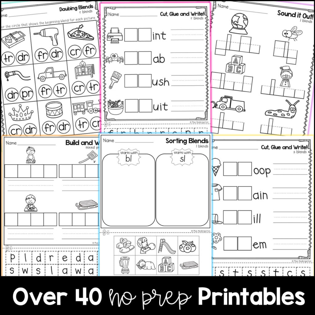 Letter Blends Worksheets and Activities - Miss Kindergarten