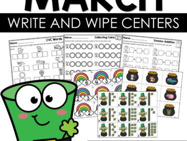 March Kindergarten Centers Write and Wipe Activities & Sensory Bins