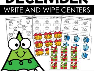 December Kindergarten Centers Write and Wipe Activities & Sensory Bins