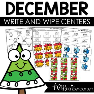 December Kindergarten Centers Math and Literacy Write and Wipe Activities