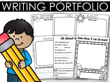 Kindergarten Writing Prompts Portfolio and Self Portrait Templates