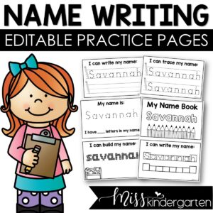 Name Writing Practice Editable Books - Miss Kindergarten