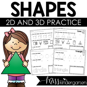 2D and 3D Shapes Worksheets Freebie - Miss Kindergarten