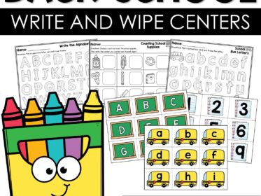 Beginning of the Year Kindergarten Centers Write and Wipe & Sensory Bins