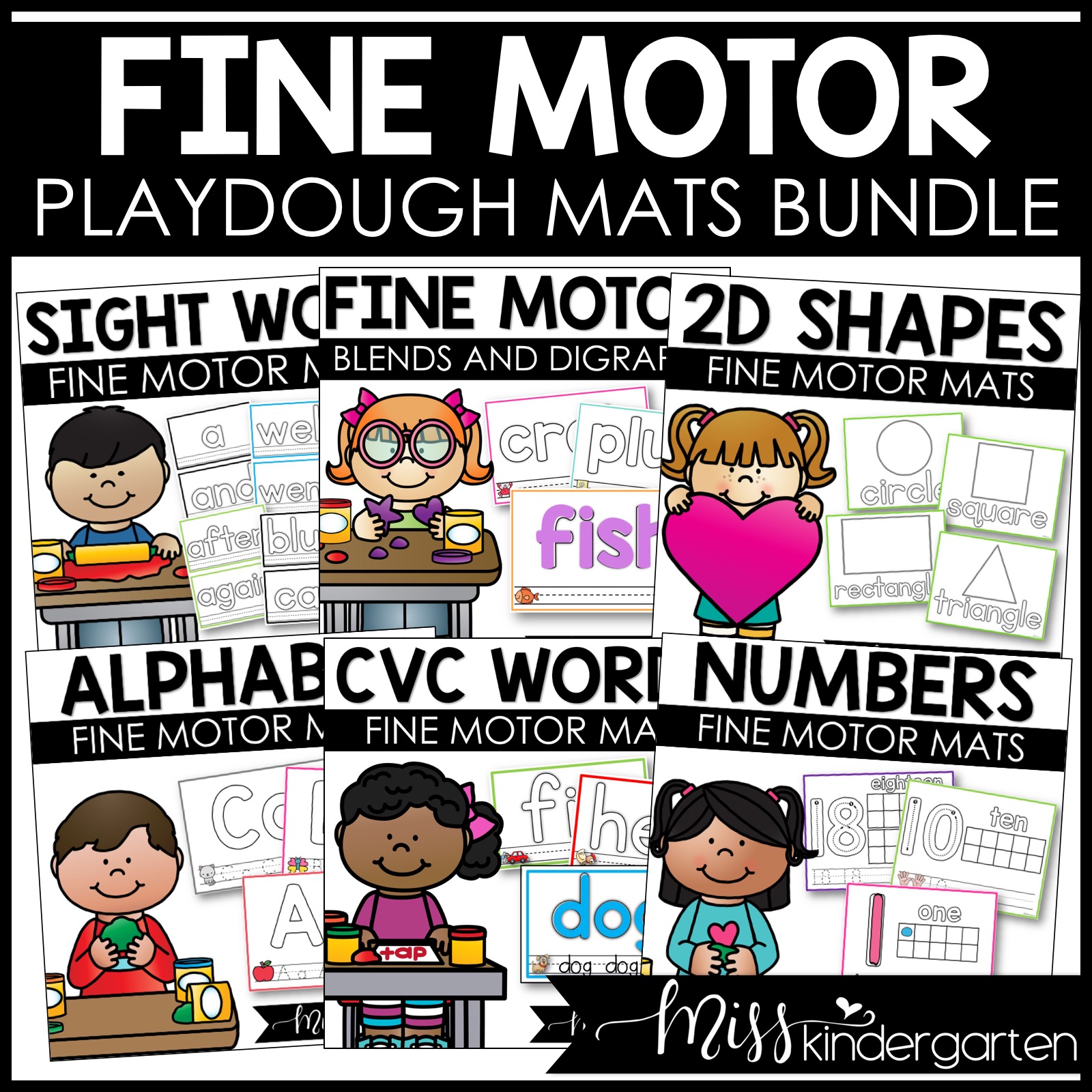 Playdough Mats Math and Literacy BUNDLE - Miss Kindergarten