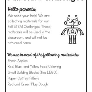 STEM Challenges Fall - Miss Kindergarten