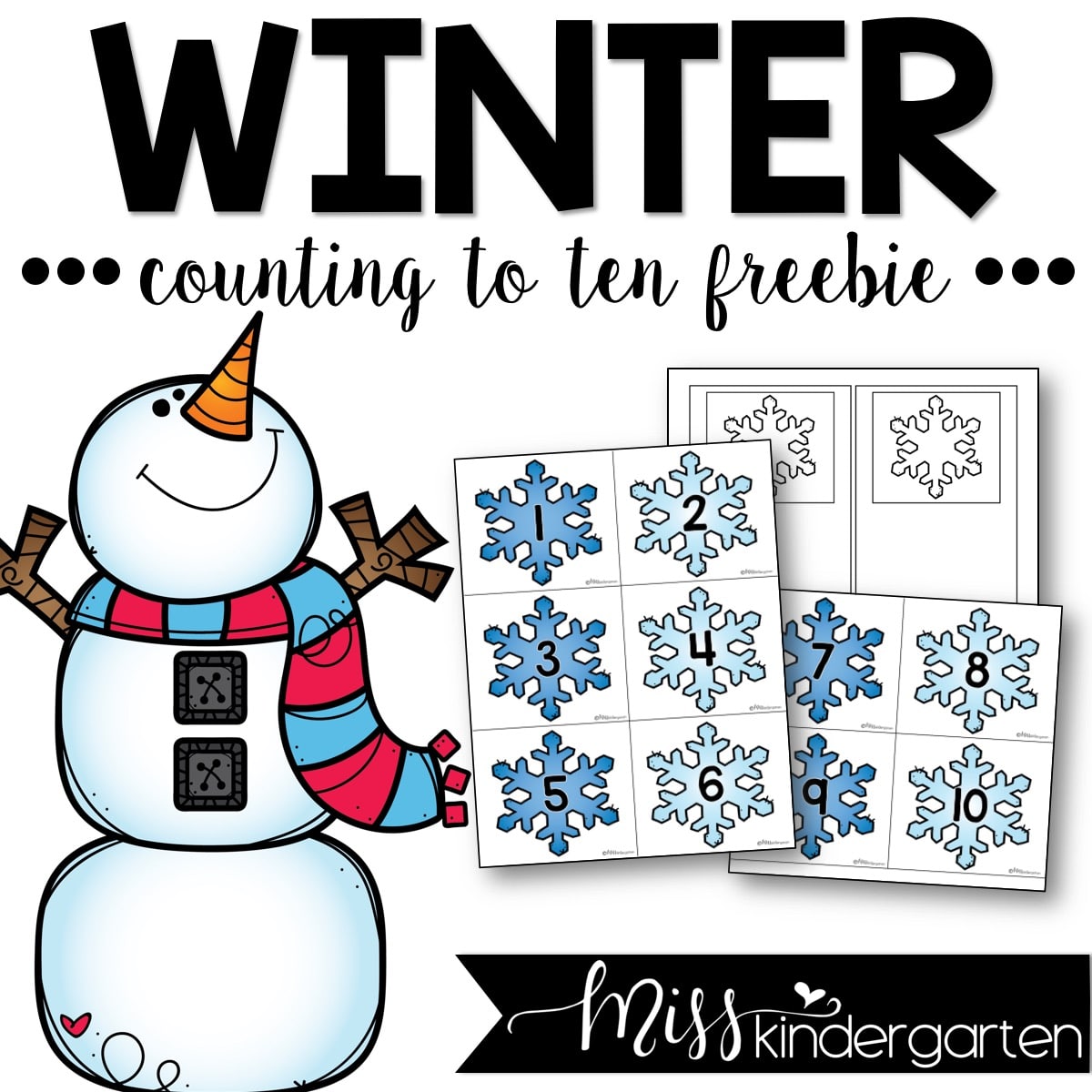 Free Winter Counting To Ten Center Activity