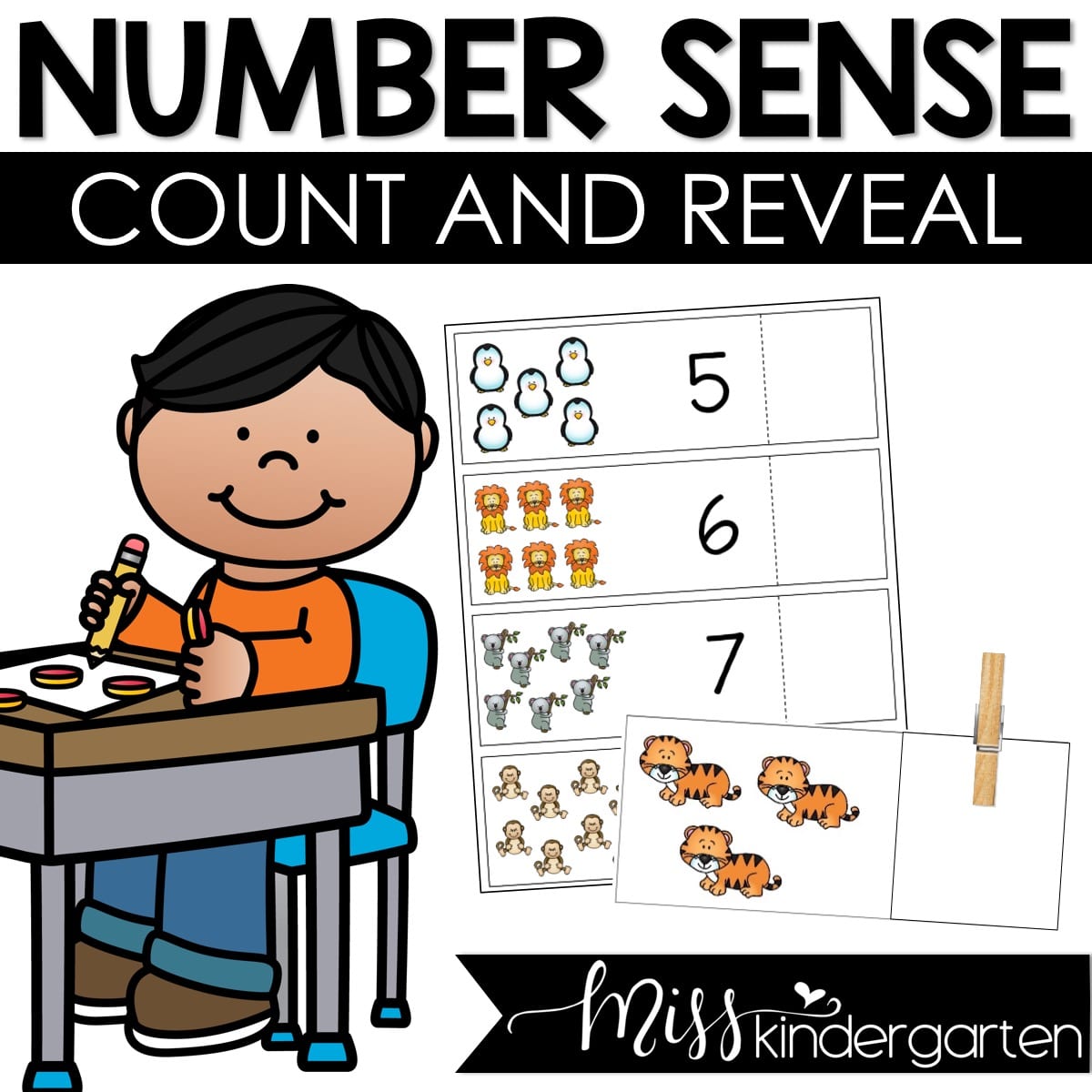 Free Kindergarten Counting Center Count and Reveal