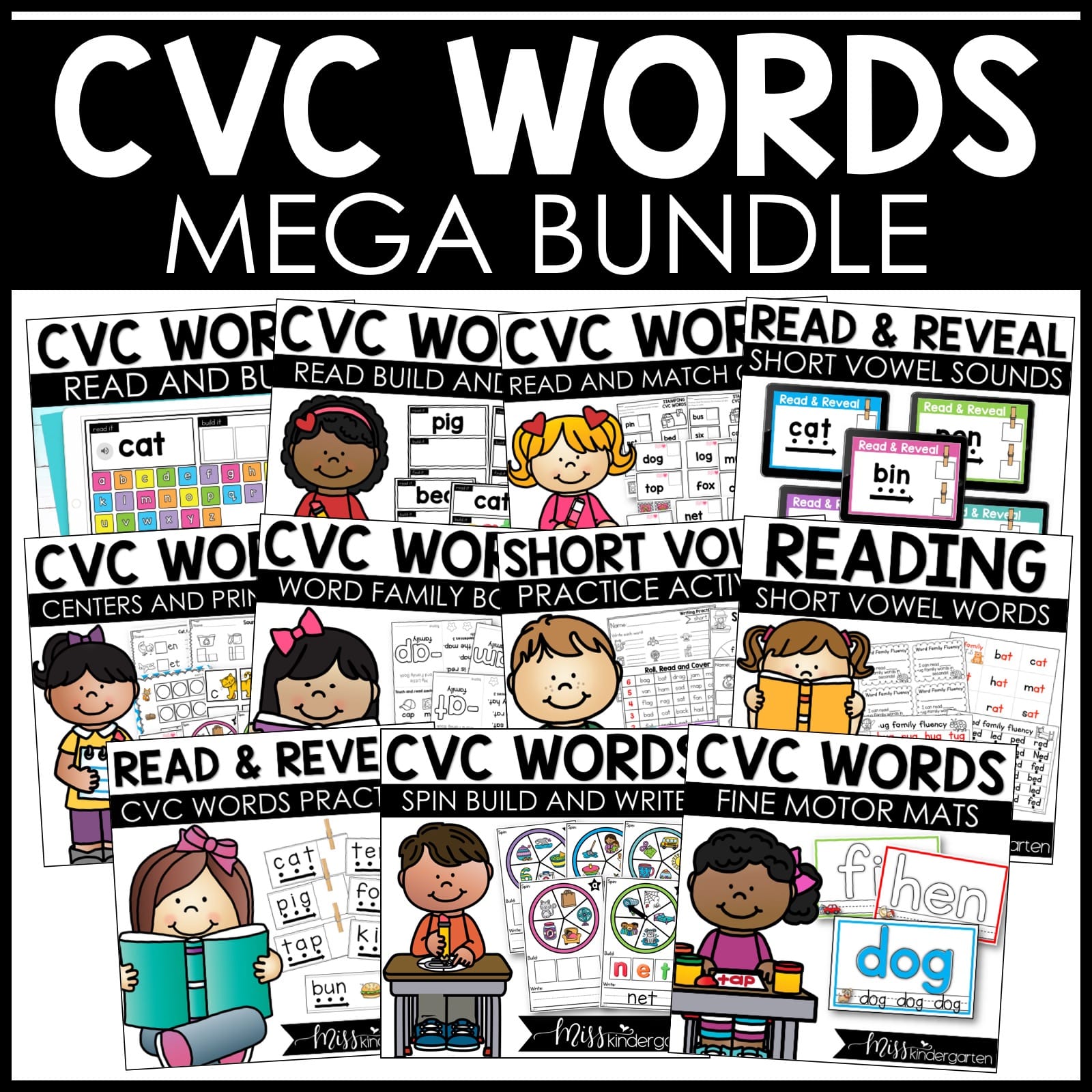 Small Group Reading Intervention CVC Words Activities Phonics Games & Centers
