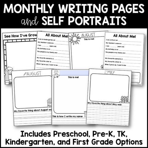 Kindergarten Writing Prompts Portfolio and Self Portrait Templates Kindergarten Writing Prompts Portfolio and Self Portrait Templates