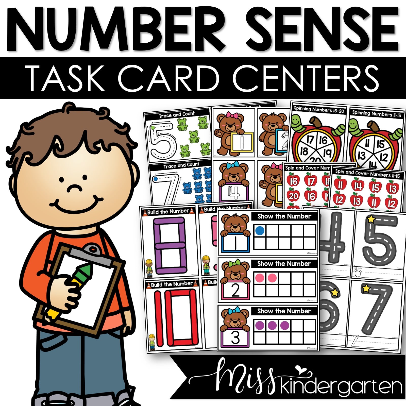 Kindergarten Math Centers Number Sense Task Cards and Activities
