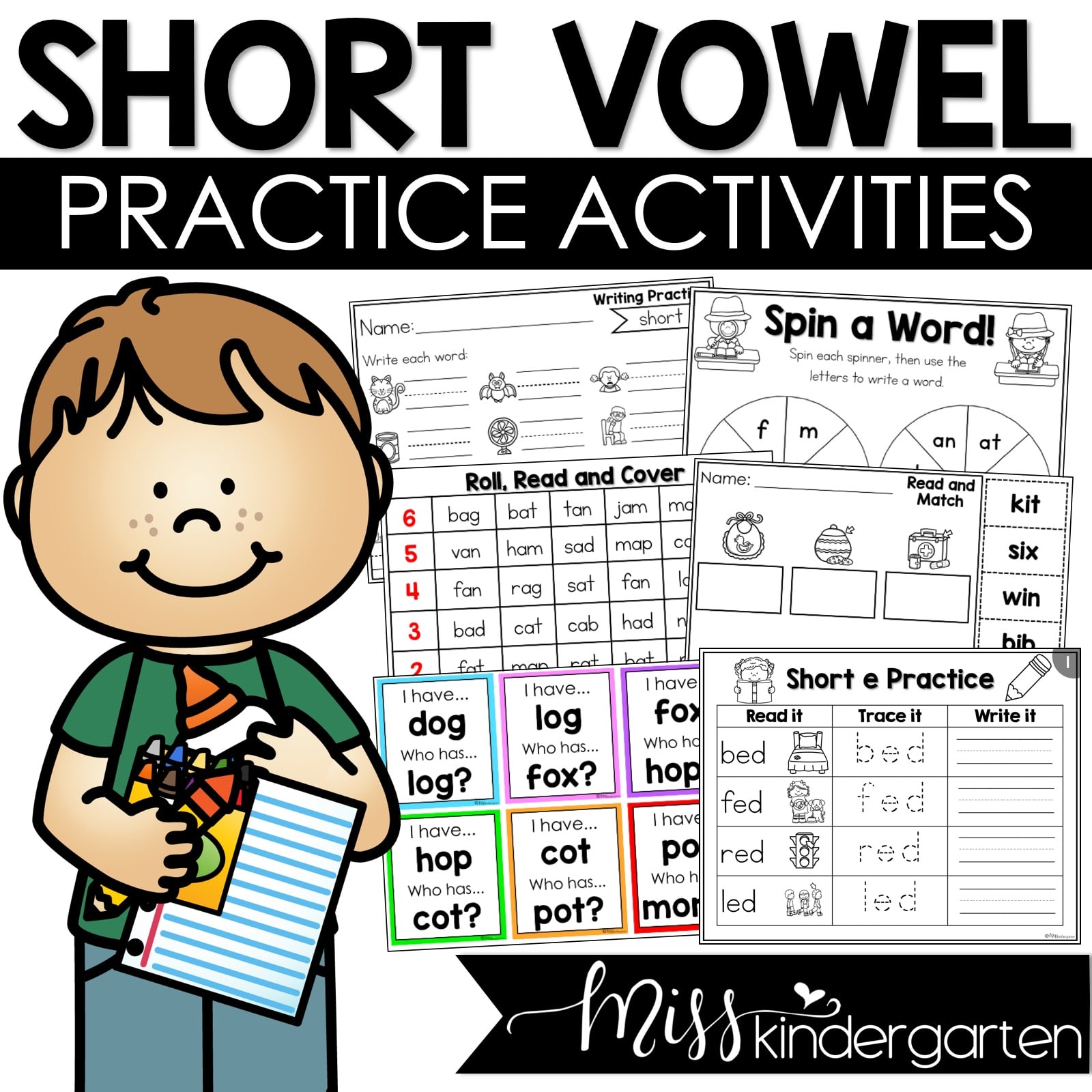 Phonics Reading Intervention Short Vowel CVC Words Games & Worksheets