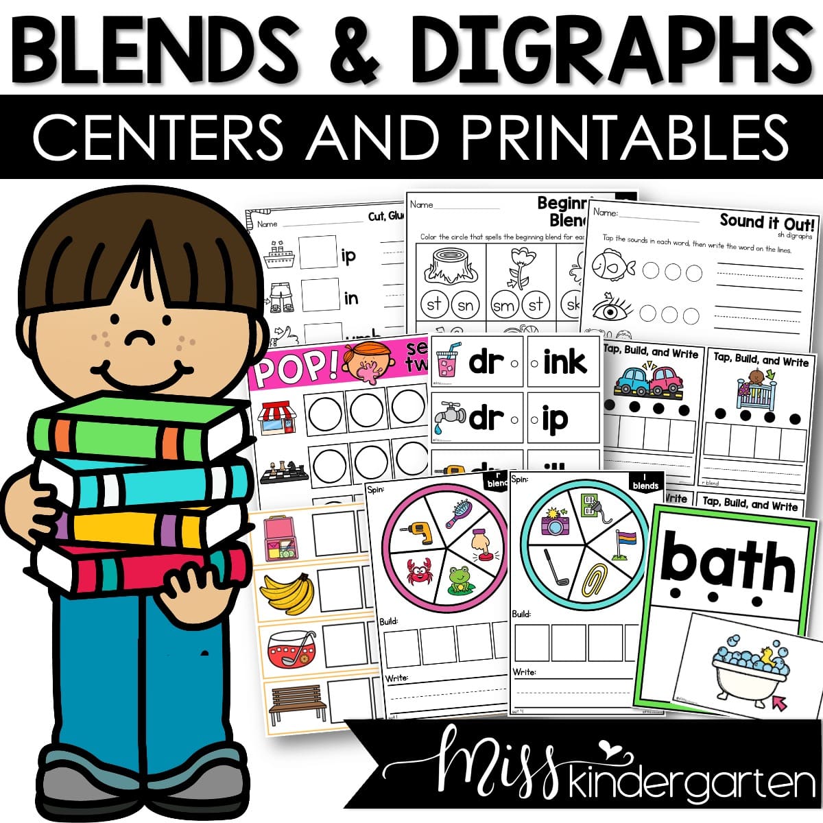 Blends and Digraphs Centers & Worksheets Short Vowel Reading Practice