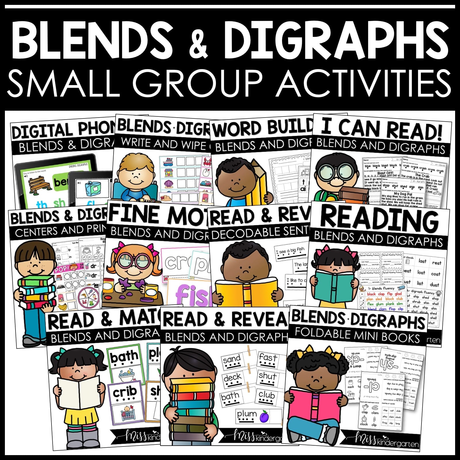Small Group Reading Activities Short Vowel Blends and Digraphs Games & Centers