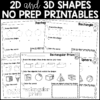 2D and 3D Shapes Worksheets Freebie