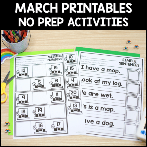 March Math and Literacy Worksheets for Kindergarten - Miss Kindergarten