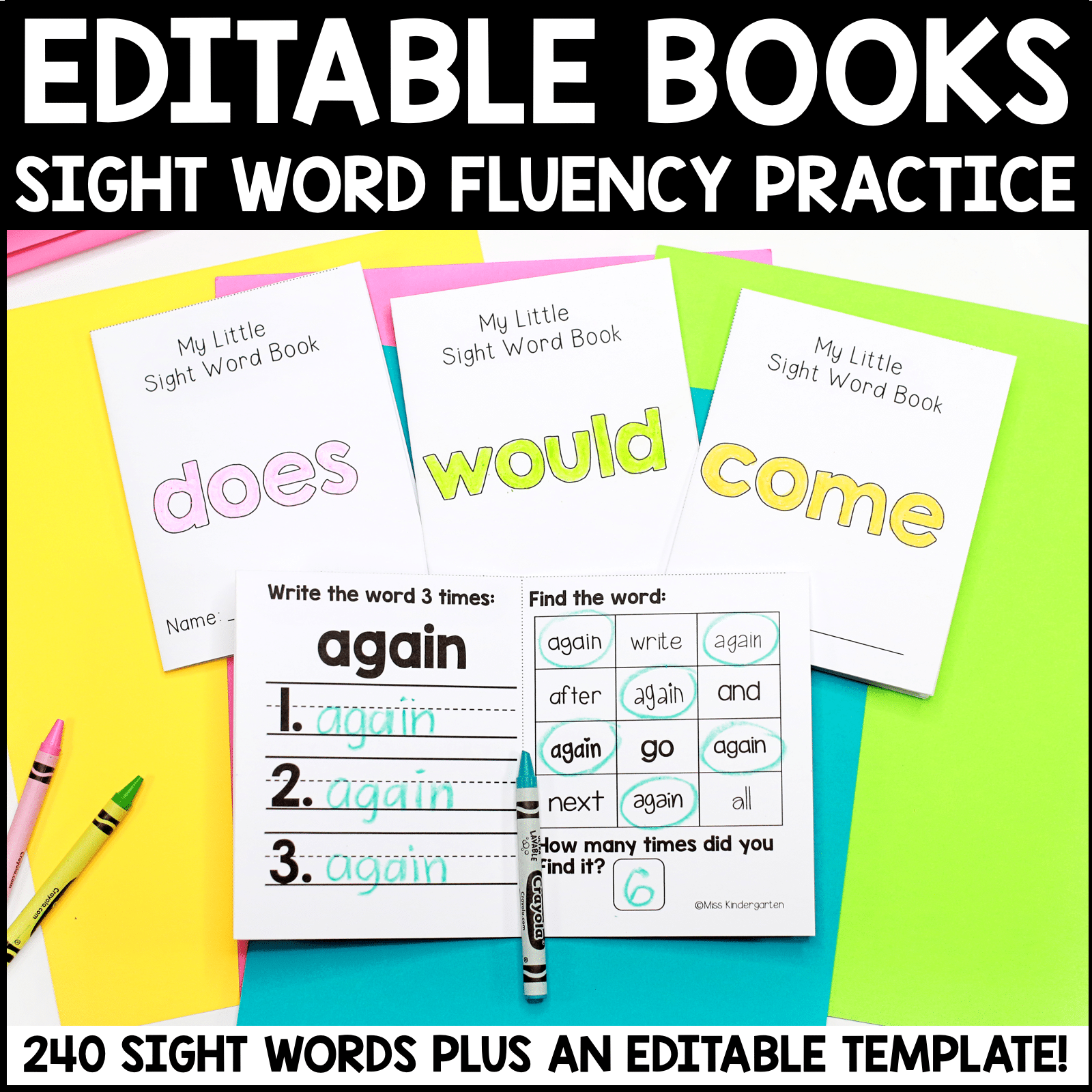 Editable Sight Word Books - Miss Kindergarten